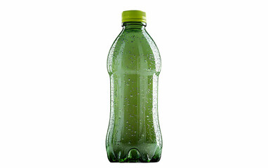 Green bottle, water droplets, studio shot, white background, refreshment