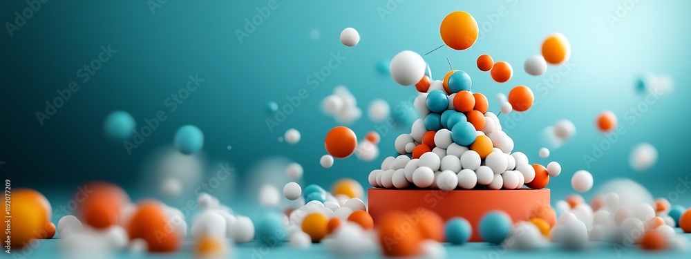 Poster visualizing genetic mutations in a population colorful bubbles representing data science and the com