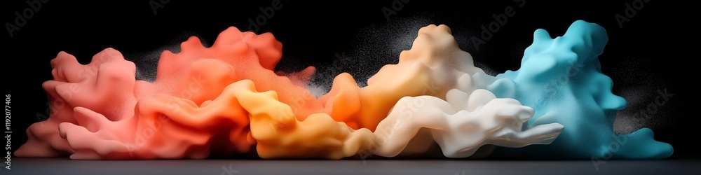 Poster mesmerizing 3d rendered animation of a wave packet undergoing scattering and spreading into differen