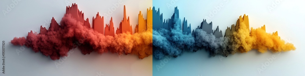 Poster a digital abstract artwork depicting a vibrant and dynamic spectrogram that visually represents the 