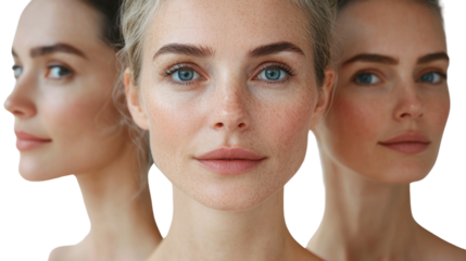 collection of portrait of facial senior mode isolated on white background