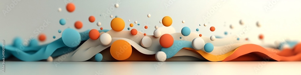 Poster vibrant colorful abstract shapes and patterns in fluid digital art composition 3d rendered represent