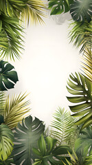 Digital white palm leaf border plant abstract graphic poster background