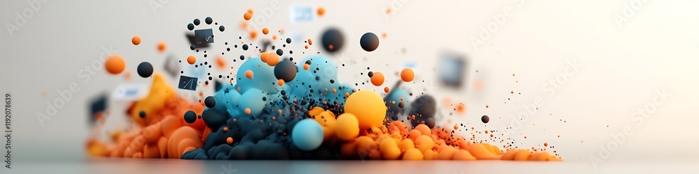 Poster vibrant and dynamic 3d rendered visualization showcasing the frequency distribution of internet usag