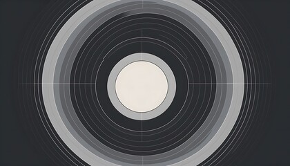 Concentric Circles Abstract Grey Scale Design