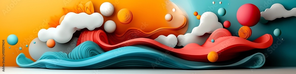 Poster captivating digital artwork featuring a mesmerizing composition of fluid dynamic waves and shapes in