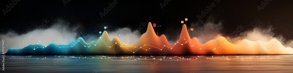 Poster captivating 3d rendered graphic depicting the frequency allocation and spectrum for different types 