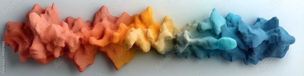 Poster vibrant fluid spectrum a digital visualization of sound frequency showcasing a captivating 3d render