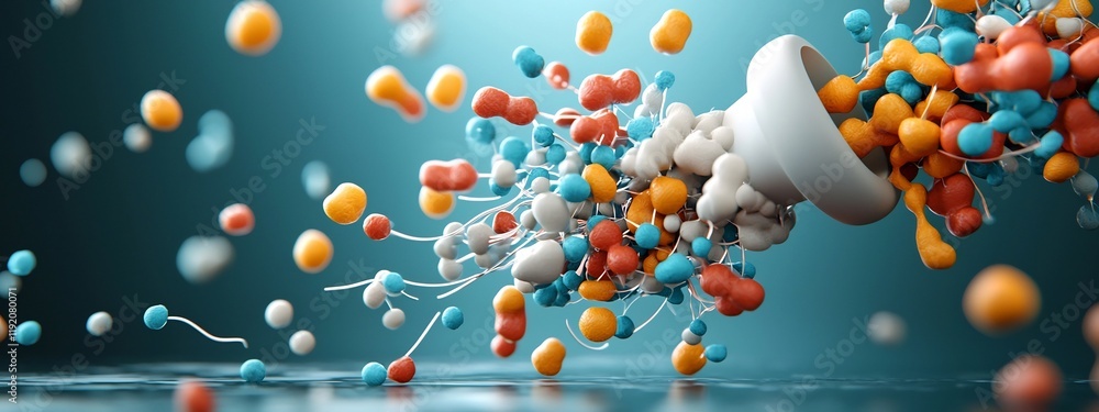Poster vibrant 3d rendered diagram illustrating biological receptor frequency response to different stimuli