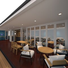 3d render Interior container cafe coffee