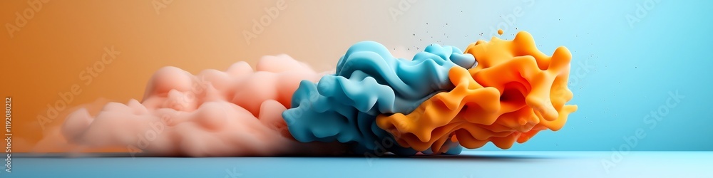Poster mesmerizing wave packet scattering and spreading in a vibrant digital realm an abstract 3d animation