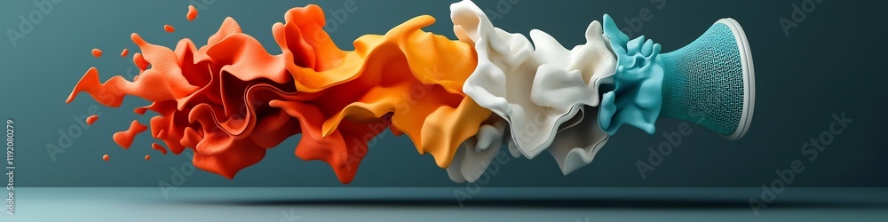 Poster a digitally rendered abstract depicting a vibrant dynamic membrane undulating and pulsing with a var