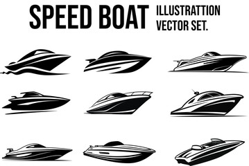 A Versatile Icon Set of Speed Boat Designs Perfect for Marine Branding and Ocean-Inspired Logos
