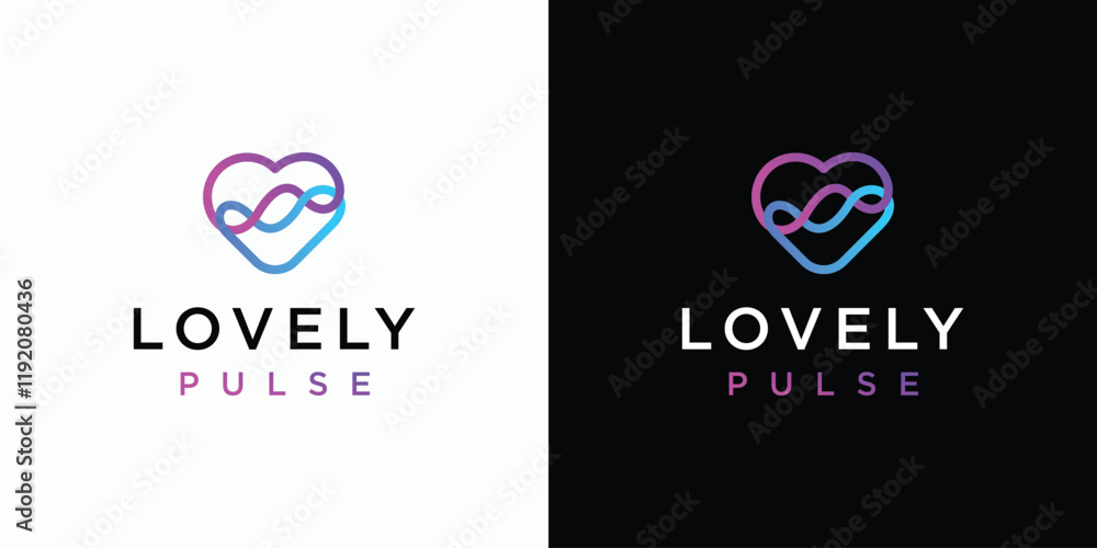 Poster heart shape and heartbeat wave vector logo design with modern, simple, clean and abstract style. ico