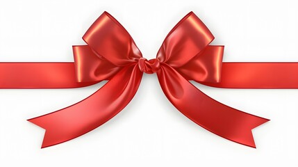 Red ribbon bow designed for elegant gift packaging, set against a transparent background for clean presentation.