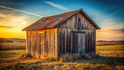 Weathered wood, minimalist shed photography. Rural scene, rustic barn.