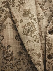 Elegant Beige Floral Textile Fabric with Intricate Pattern Design for Clothing and Home Decor