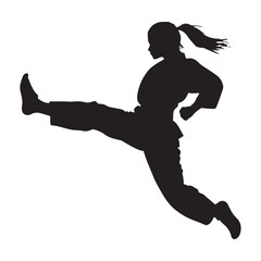 Karate Girl Silhouette Vector illustration