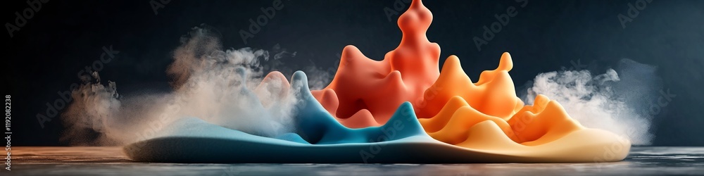 Poster an abstract depicting the vibrant and dynamic visualization of the frequency distribution of technol
