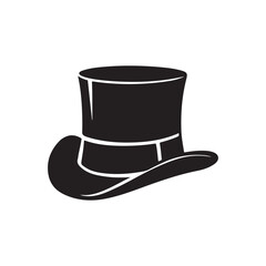 Top hat silhouette icon vector on white background