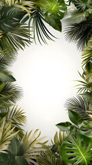 Fototapeta premium Digital white palm leaf border plant abstract graphic poster background