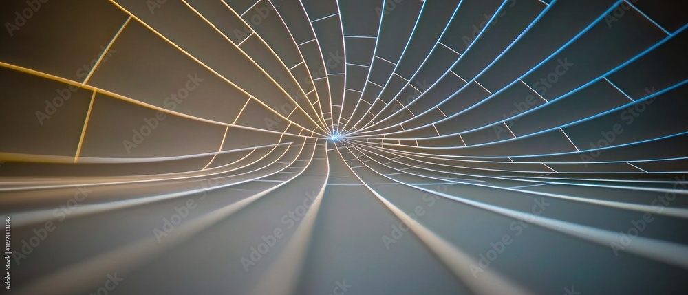 Poster abstract geometric tunnel technology science data network futuristic design