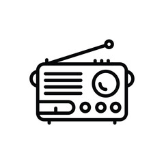 Black line icon for radio