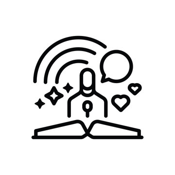 Black line icon for storytelling