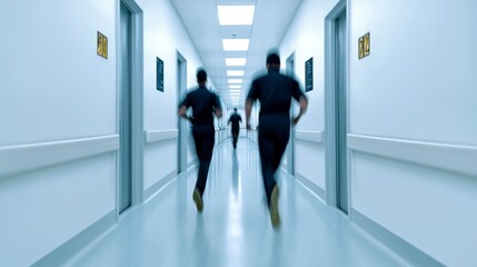 Urgent Medical Emergency  Running Doctors in Hospital Corridor