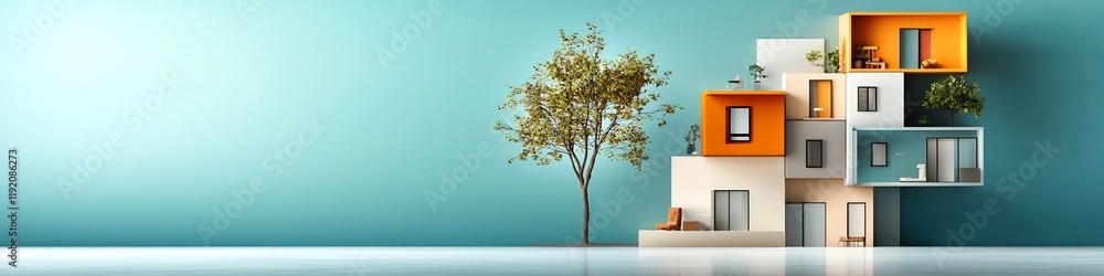 Poster this 3d rendered image represents the frequency and distribution of different architectural forms an