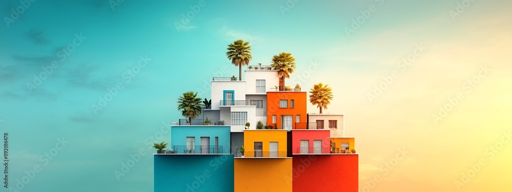 Poster vivid depicting the frequency of occurrence of different minimalist architectural movements in urban