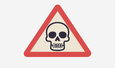 Minimalist Flat Warning Sign with Skull Symbolizing Danger and Toxic Risk