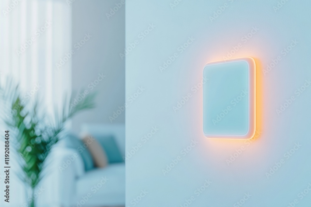 Aufkleber futuristic ai assistant interface in south korean apartment with ai assistant and ambient lighting
