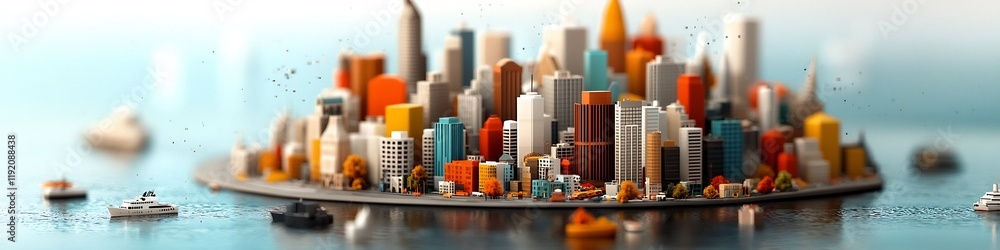 Poster vibrant architectural landscape of a bustling metropolis in a digital showcasing a diverse array of 