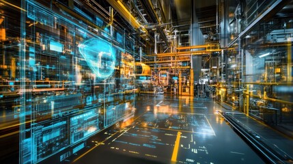 Obraz premium Futuristic Factory: Industry 4.0 and Digital Transformation