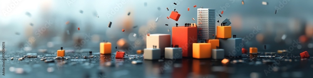 Aufkleber vibrant and dynamic 3d showcasing the frequency distribution of crime rates within a futuristic cont