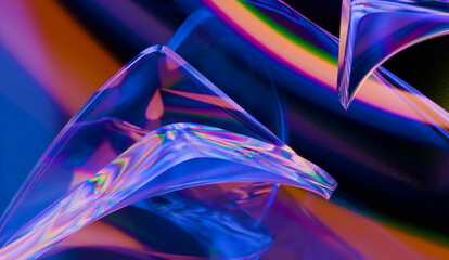 Outstanding 3d render of abstract iridescent glass background made with 3d software