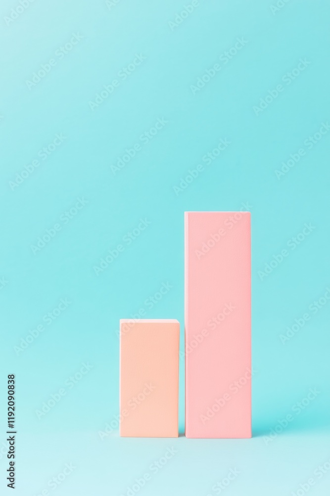 Aufkleber minimalist financial graph in soft pastel tones with geometric shapes on turquoise background