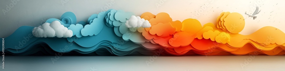 Poster vibrant digital artwork representing the frequency and occurrence of different weather patterns in a