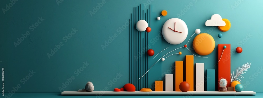 Aufkleber vibrant 3d data visualization of employment trends and statistics within a specific industry showcas