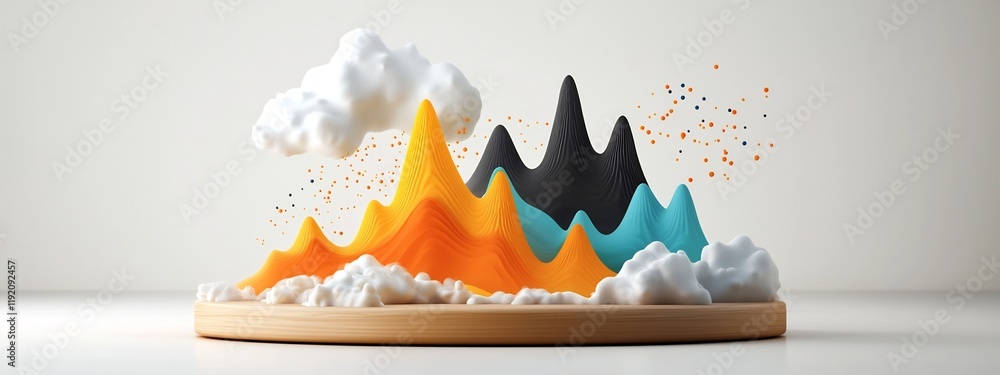 Poster colorful and abstract 3d visualization of the frequency distribution of income levels within a popul