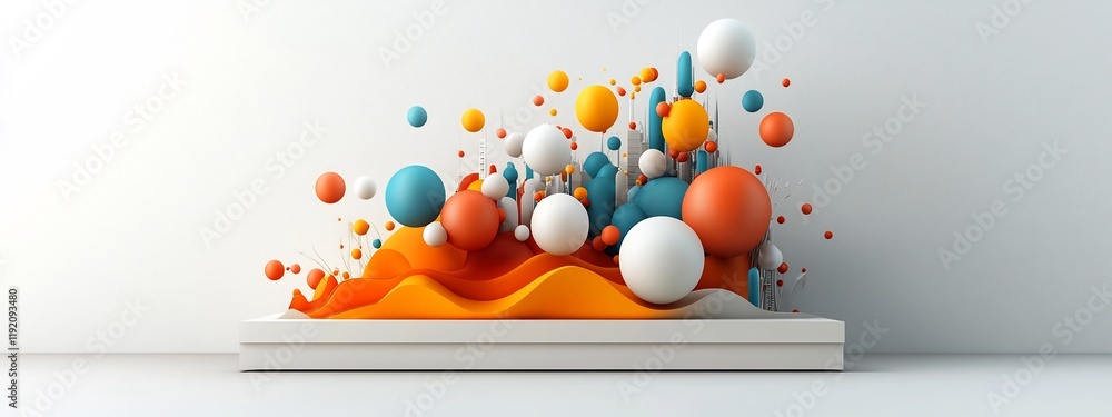 Poster a dynamic 3d rendered showcasing the frequency response of a population to changes in government pol