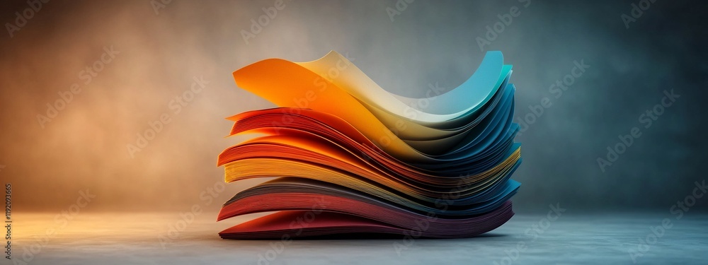 Poster a 3d rendered diagram illustrating the frequency response of a material to different wavelengths of 