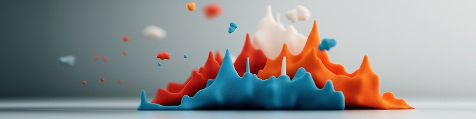 3D rendered of a diagram showcasing the frequency response of a population to changes in government policies  The visualization depicts peaks valleys
