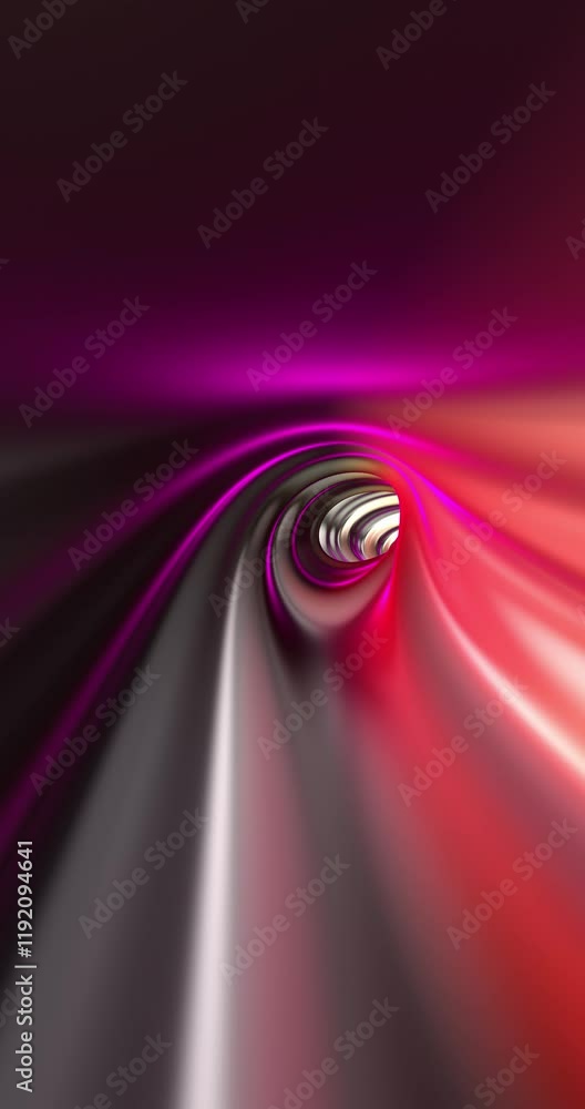 Aufkleber abstract 3d metal tunnel flying through loop vertical background.