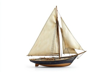 Obraz premium Antique Wooden Sailboat Model - Detailed Display Piece