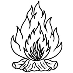 Minimalist Bonfire Line Art