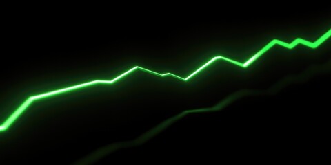 Naklejka premium Green line graph on black background