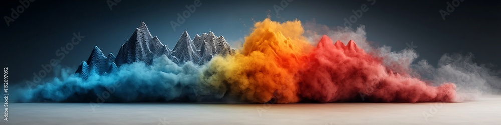 Poster vibrant and dynamic 3d rendered infographic visualizing the different frequencies of electromagnetic