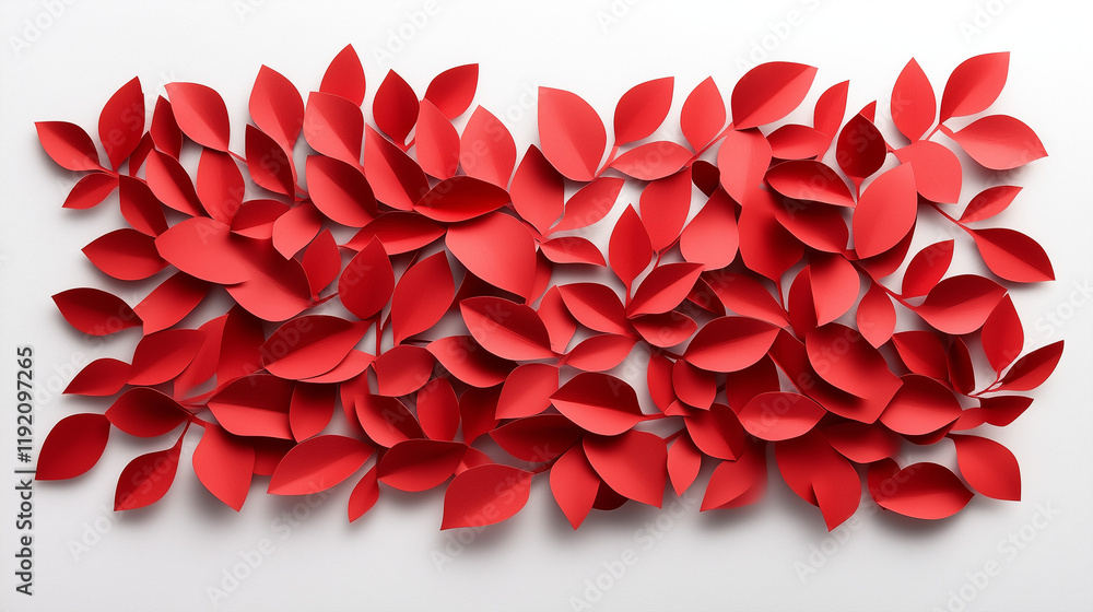 Aufkleber red paper leaf pattern: a vibrant and contemporary art piece, showcasing a mesmerizing pattern of re